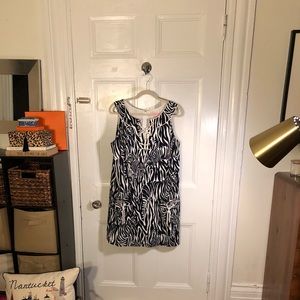 Rare Lilly Pulitzer Entourage zebra navy dress